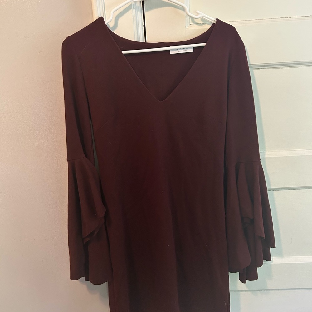Elegant Burgundy V-Neck Dress Bailey 44
